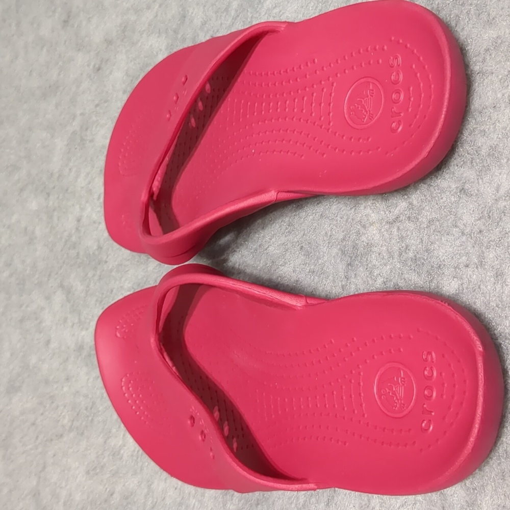 Crocs pink thong flip flop sandals women's size 8 - Picture 6 of 6